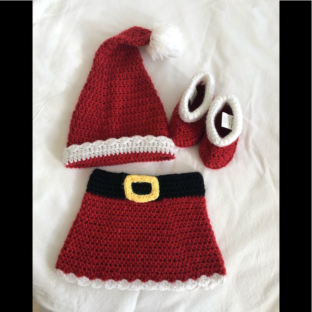 Baby Santa 3 piece Knit Outfit